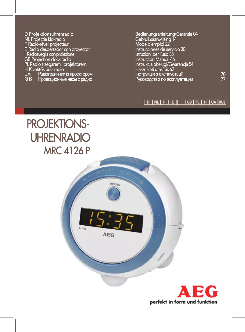 Page 1 de la notice Manuel utilisateur AEG MRC 4126