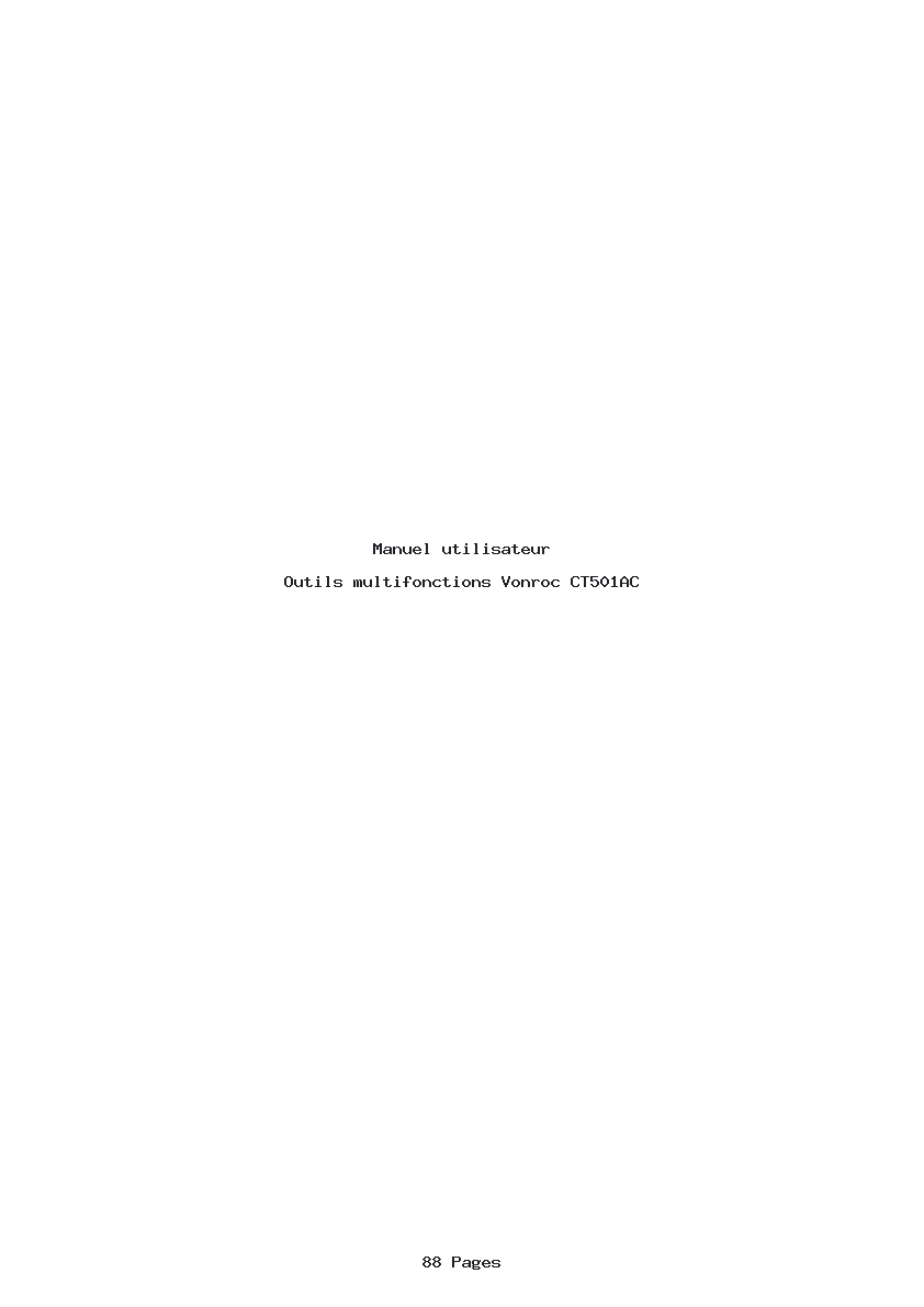 Page 1 de la notice Manuel utilisateur Vonroc CT501AC