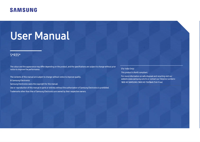 Page 1 de la notice Manuel utilisateur Samsung S24R356FZN