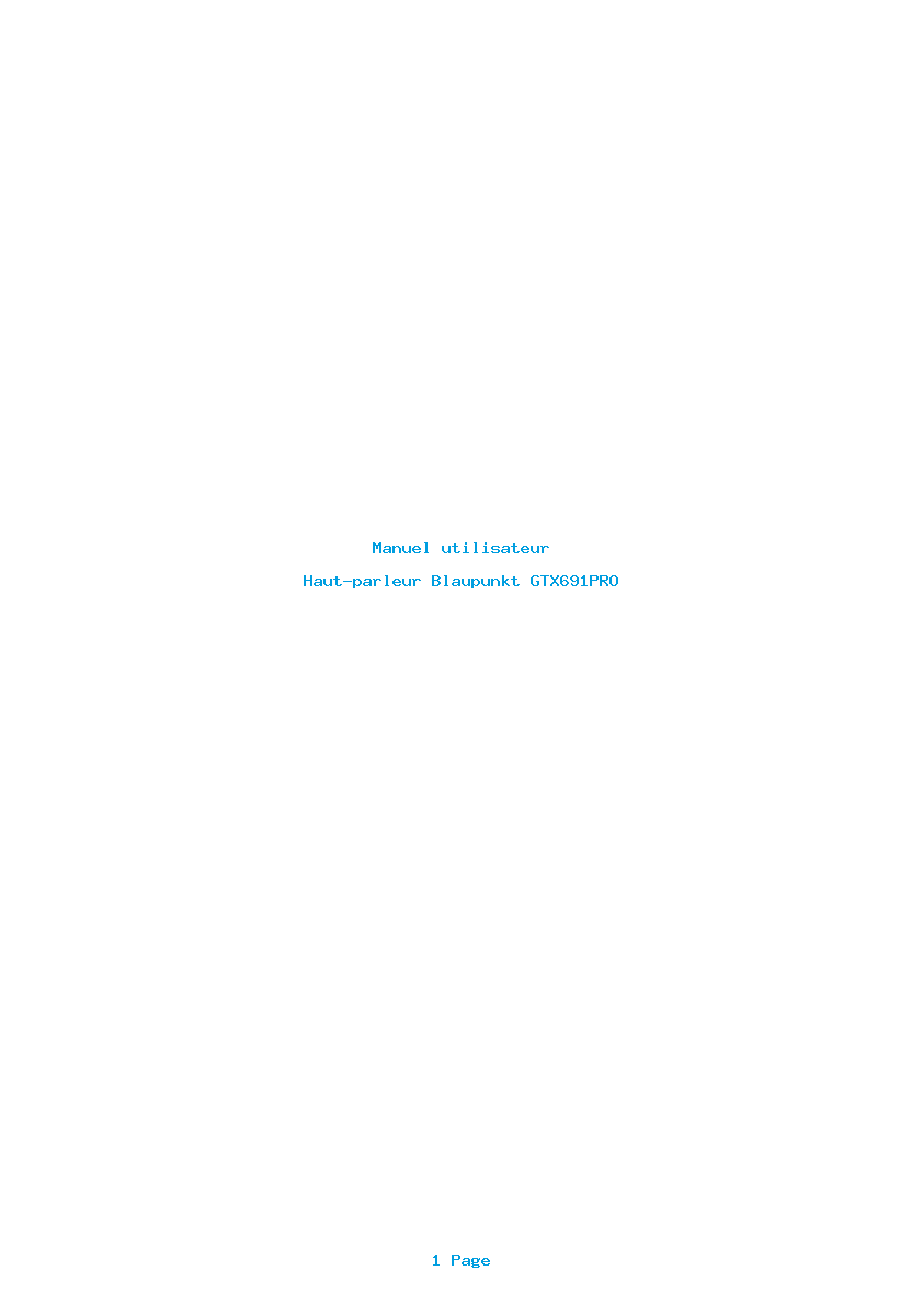 Page 1 de la notice Manuel utilisateur Blaupunkt GTX691PRO