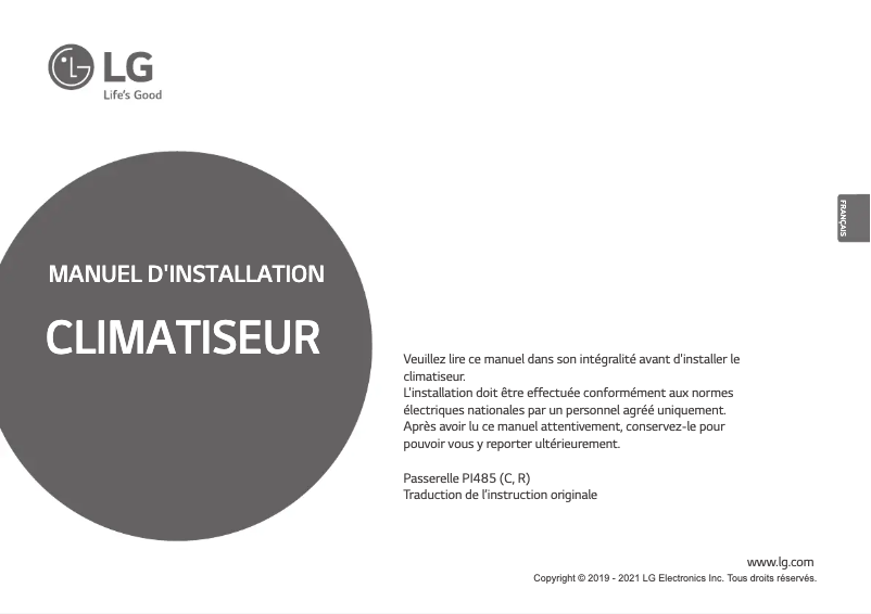 Page 1 de la notice Manuel utilisateur LG PHNFP14A0