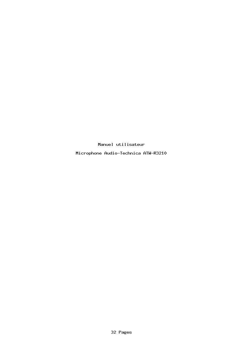 Page 1 de la notice Manuel utilisateur Audio-Technica ATW-R3210