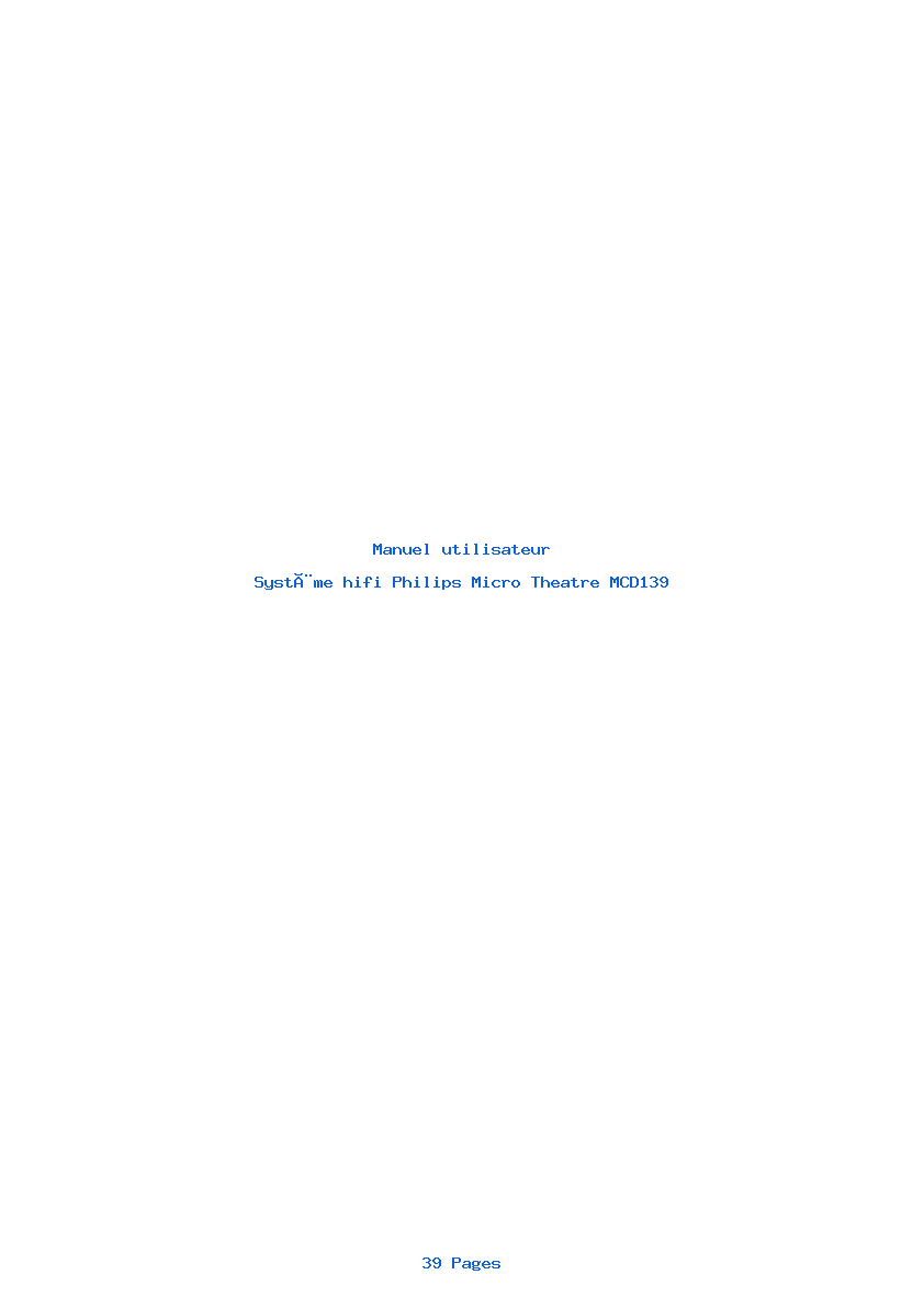Page 1 de la notice Manuel utilisateur Philips Micro Theatre MCD139