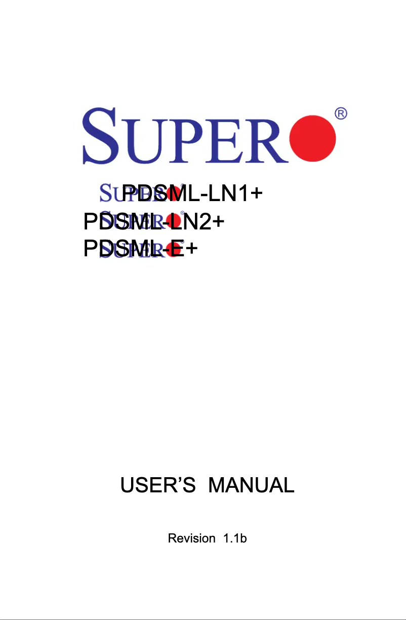 Page 1 de la notice Manuel utilisateur Supermicro PDSML-E+