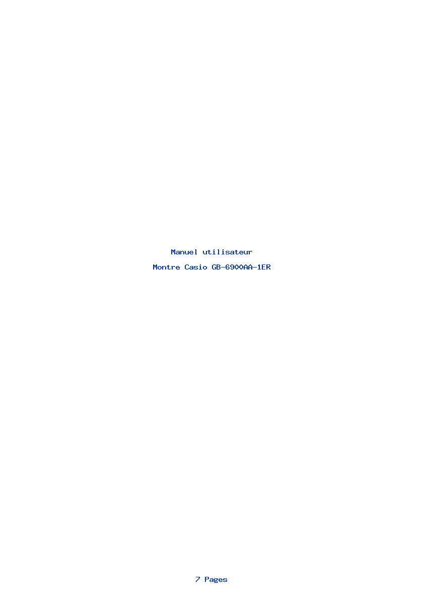 Page 1 de la notice Manuel utilisateur Casio GB-6900AA-1ER