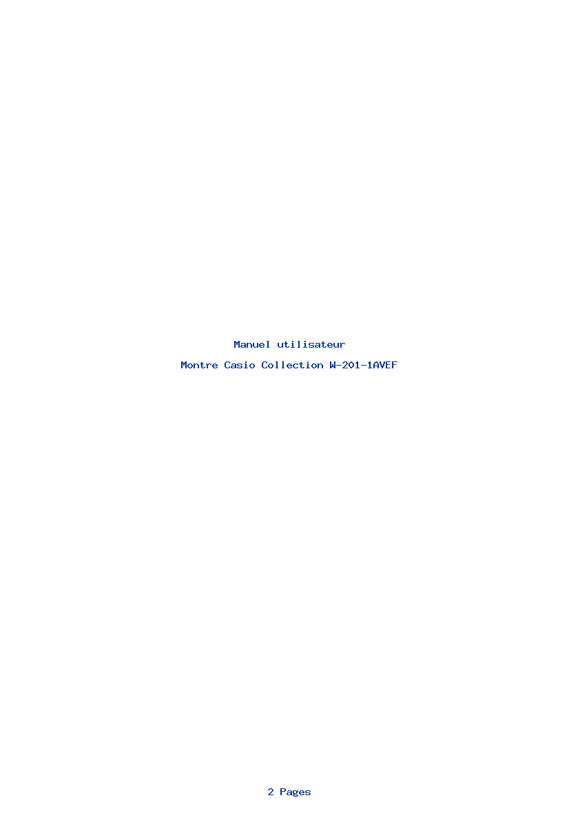 Page 1 de la notice Manuel utilisateur Casio Collection W-201-1AVEF