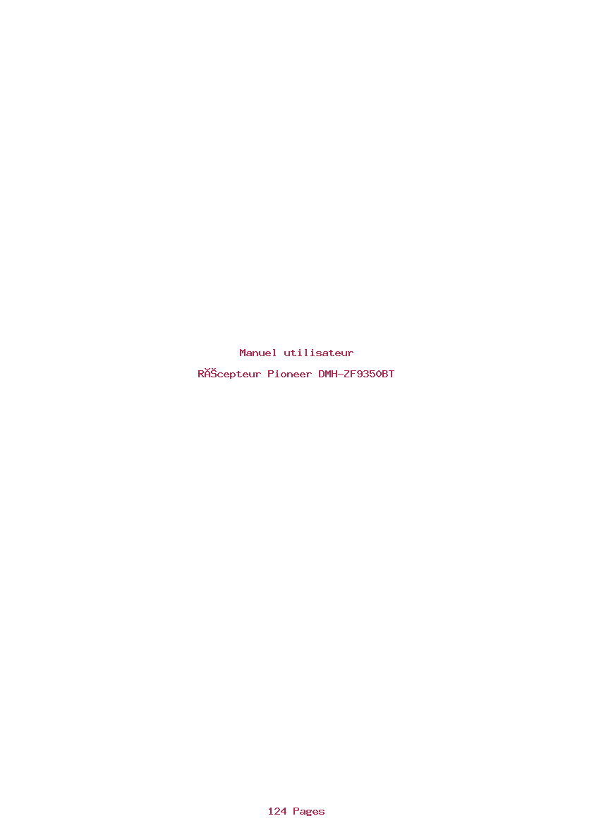 Page 1 de la notice Manuel utilisateur Pioneer DMH-ZF9350BT