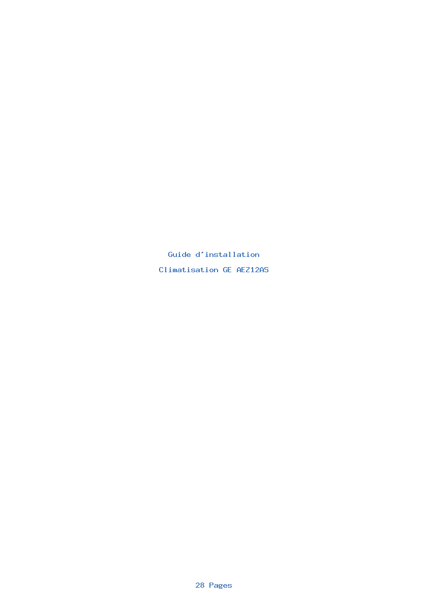 Page 1 de la notice Guide d'installation GE AEZ12AS