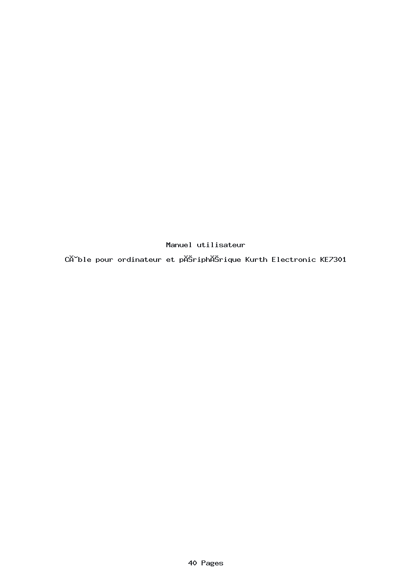 Page 1 de la notice Manuel utilisateur Kurth Electronic KE7301