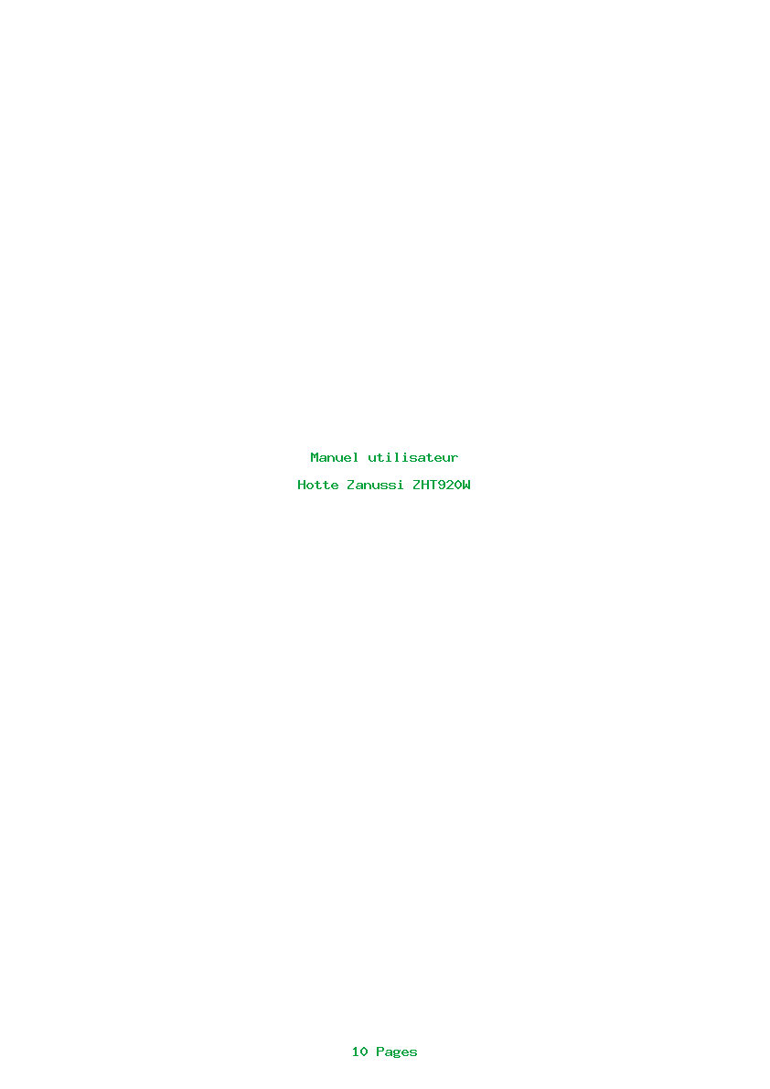 Page 1 de la notice Manuel utilisateur Zanussi ZHT920W