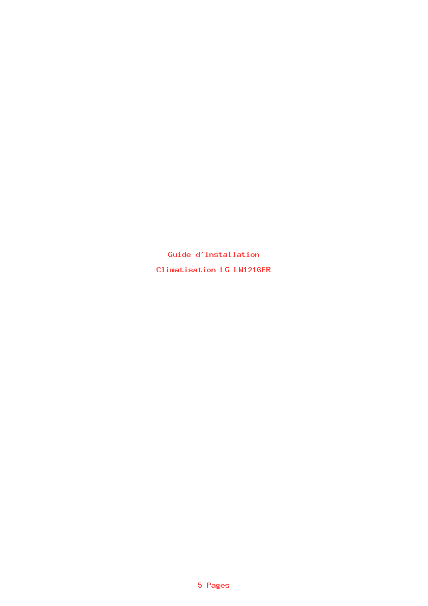 Page 1 de la notice Guide d'installation LG LW1216ER