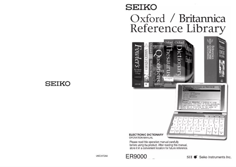 Page 1 de la notice Manuel utilisateur Seiko ER-9000