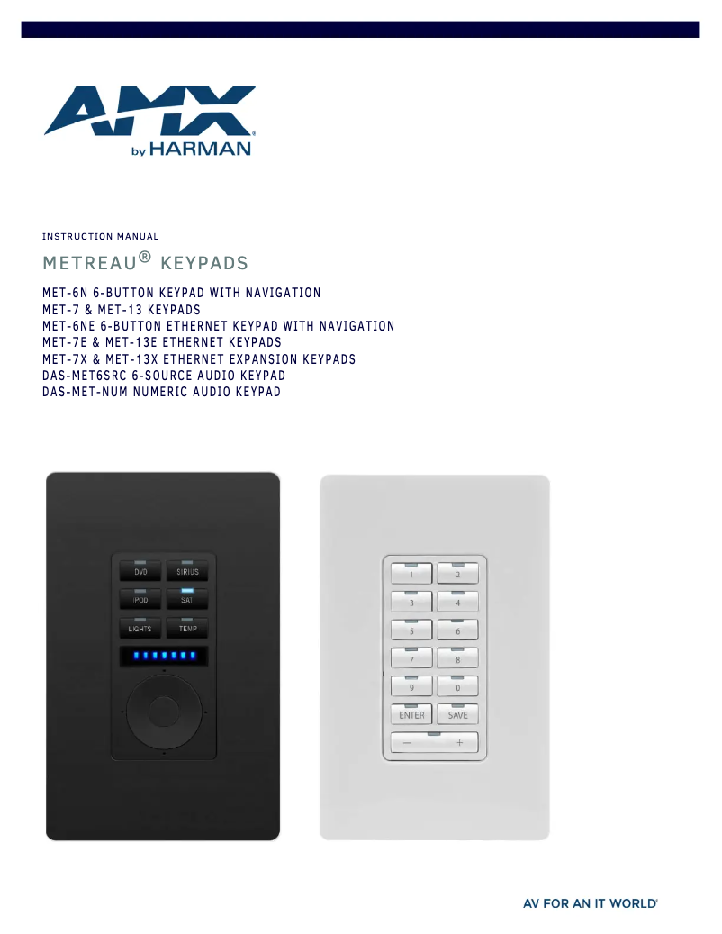 Página 1 del manual Manual de instrucciones AMX Metreau HPX-U400-R-MET-7E