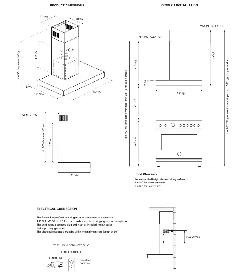 Page 1 de la notice Instructions / montage Bertazzoni KT36XT