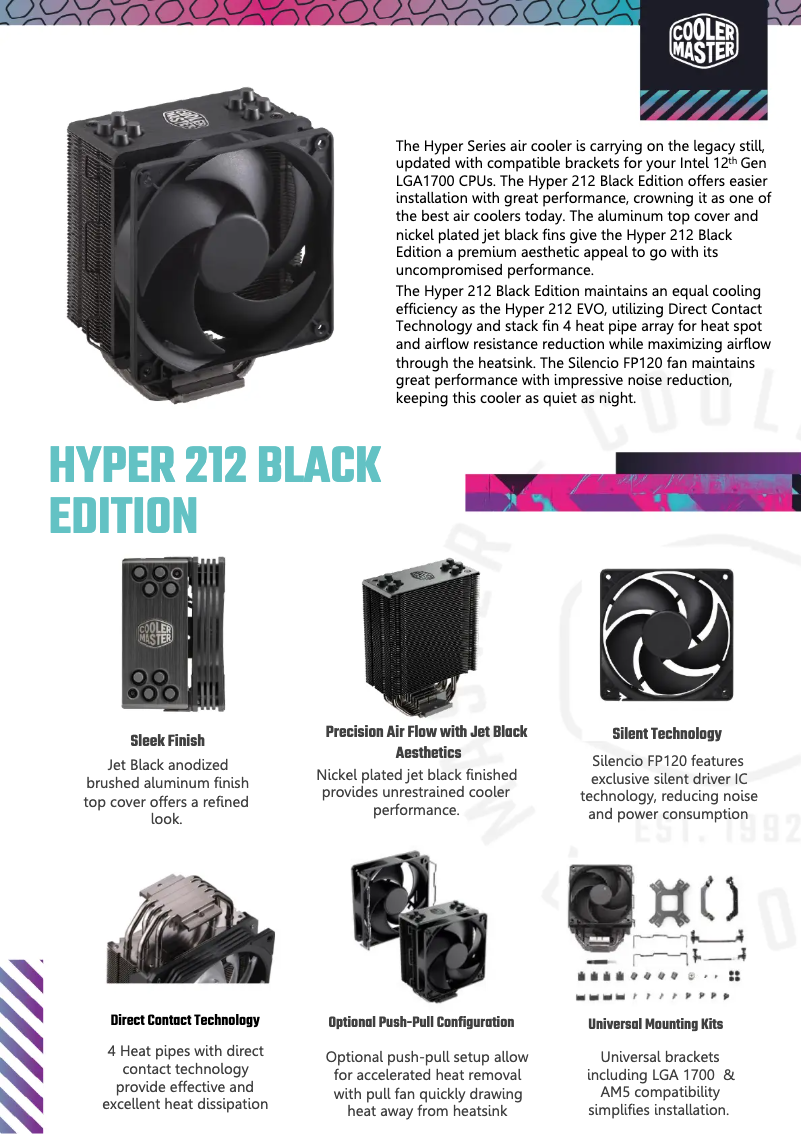 Page 1 de la notice Fiche technique Cooler Master Hyper 212