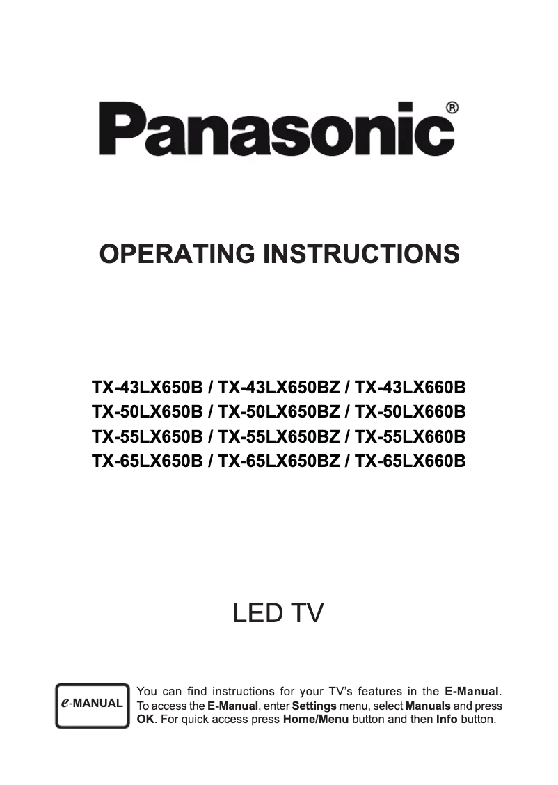 Page 1 de la notice Manuel utilisateur Panasonic TX-43LX650BZ