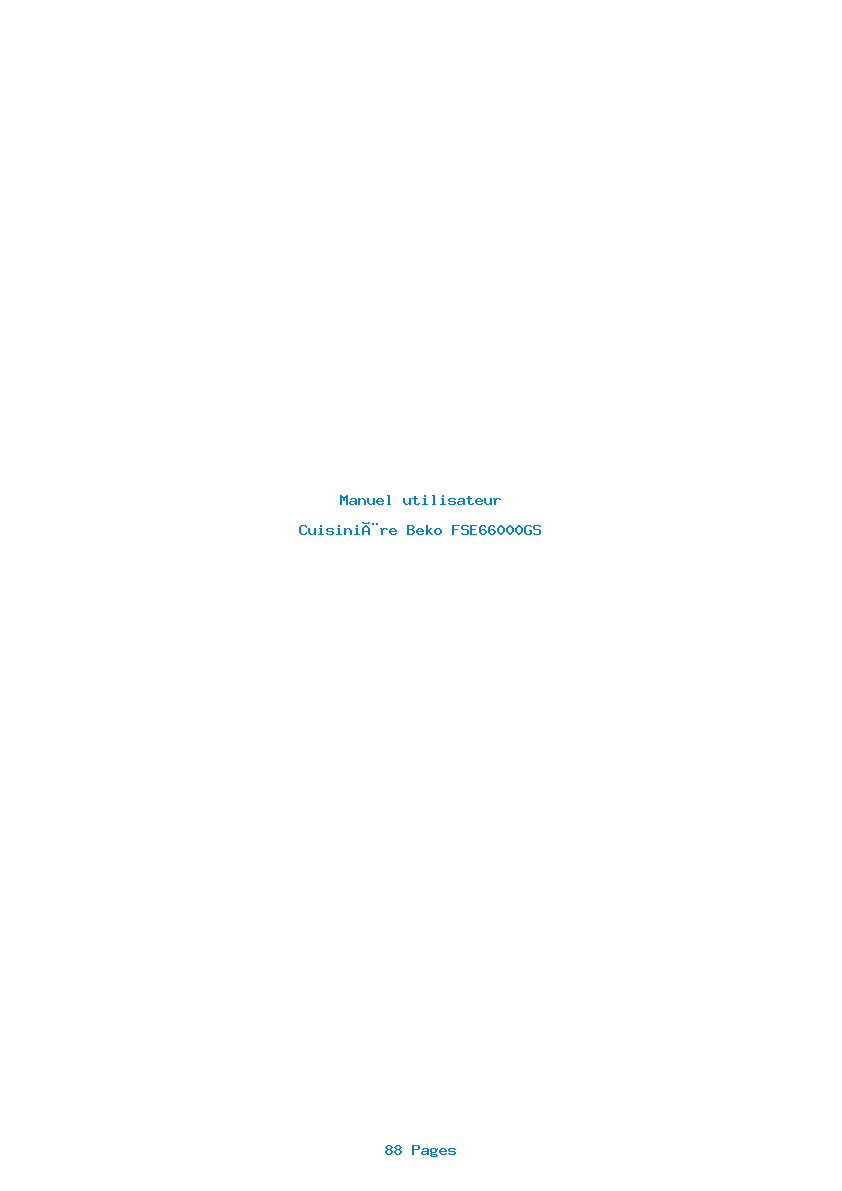 Page 1 de la notice Manuel utilisateur Beko FSE66000GS