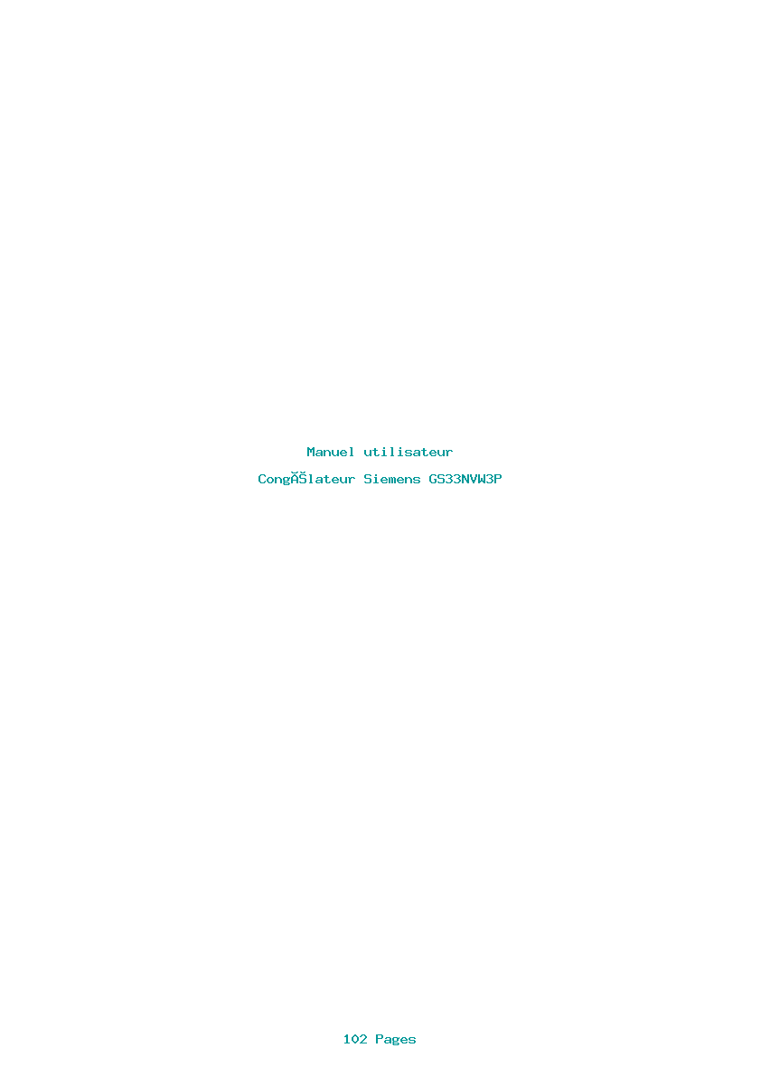 Page 1 de la notice Manuel utilisateur Siemens GS33NVW3P
