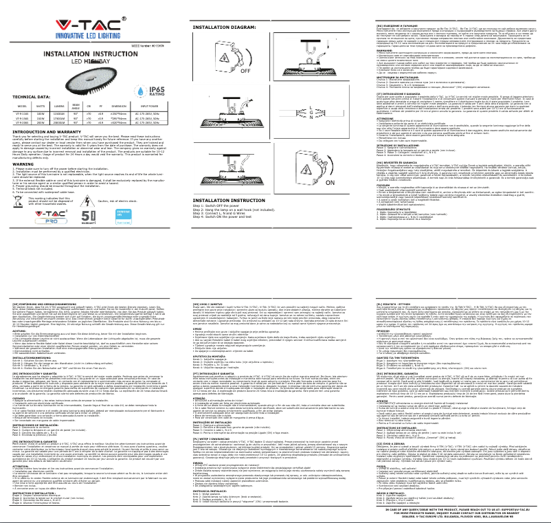 Page 1 de la notice Manuel utilisateur V-TAC VT-9-206S