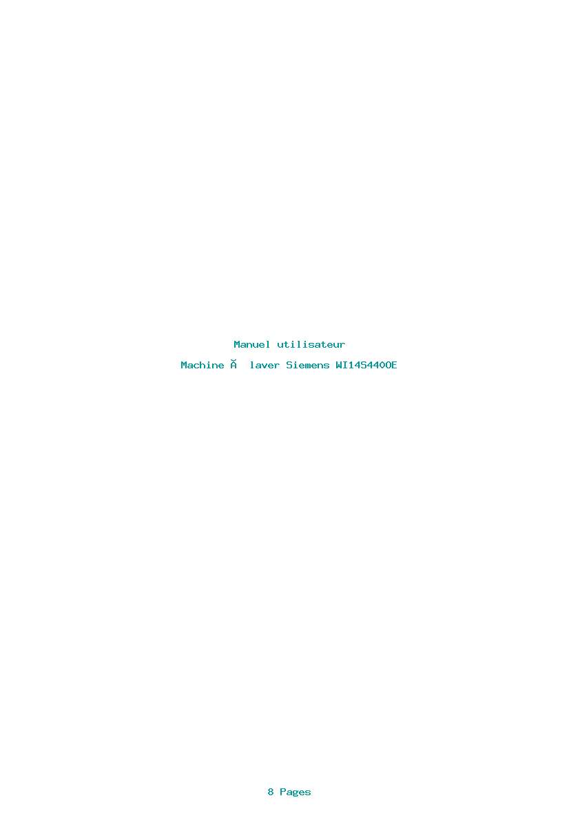 Page 1 de la notice Manuel utilisateur Siemens WI14S440OE