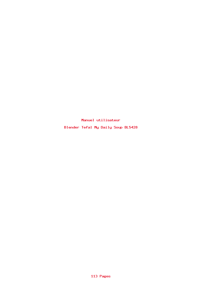 Page 1 de la notice Manuel utilisateur Tefal My Daily Soup BL5428