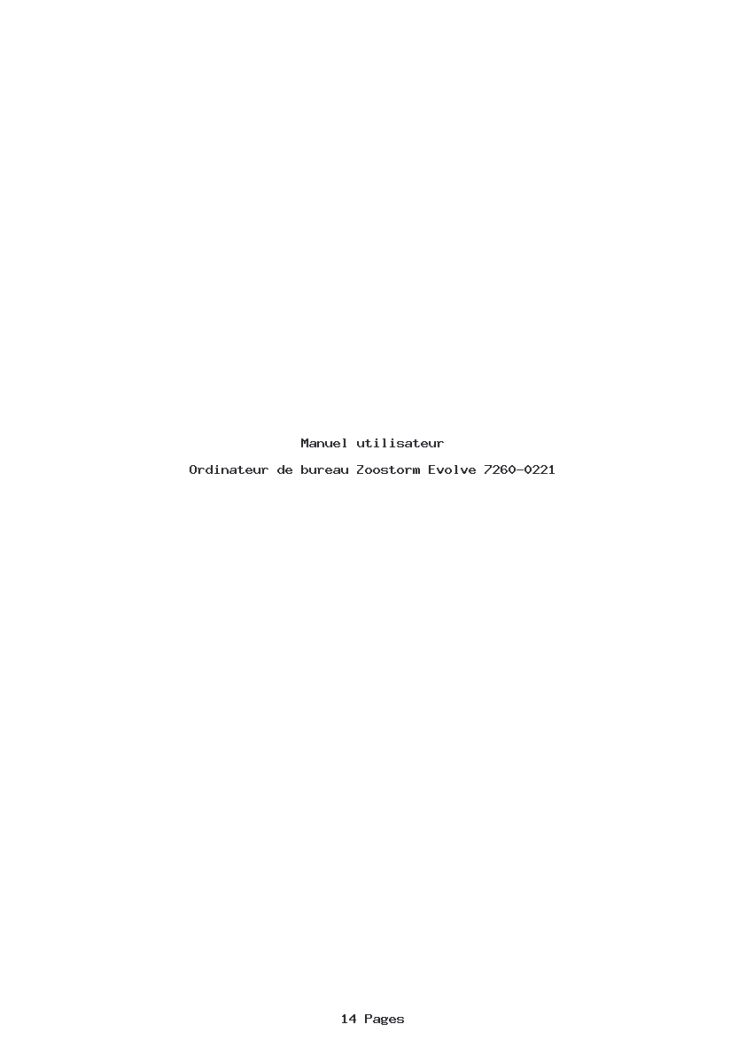 Page 1 de la notice Manuel utilisateur Zoostorm Evolve 7260-0221