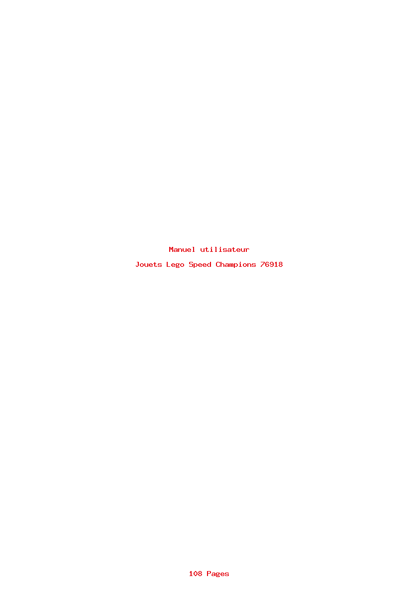 Page 1 de la notice Manuel utilisateur Lego Speed Champions 76918