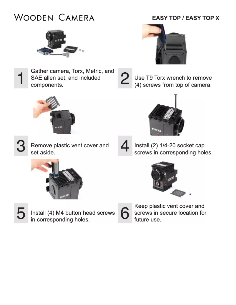 Page 1 de la notice Manuel utilisateur Wooden Camera Easy Top X