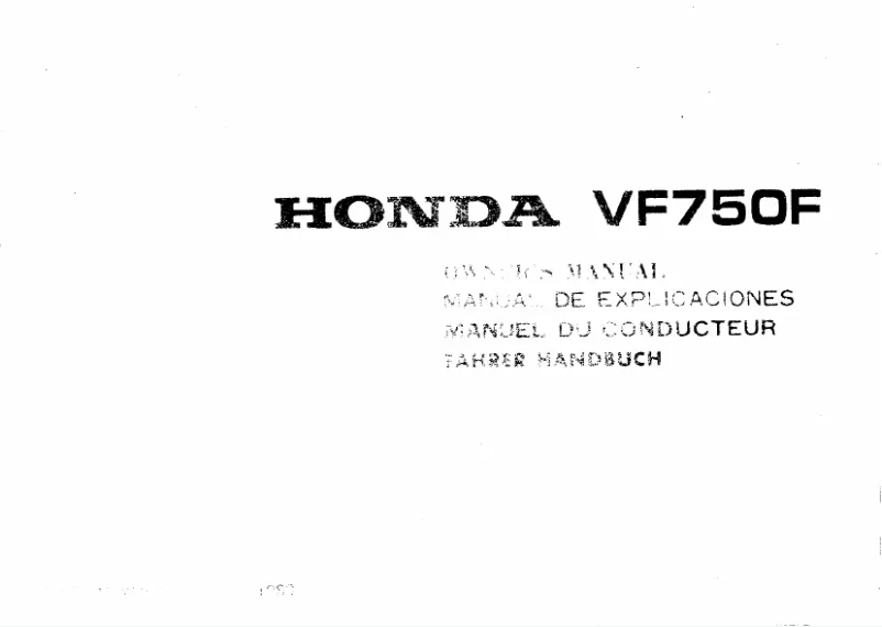Page 1 de la notice Manuel utilisateur Honda VF750FD (1984)