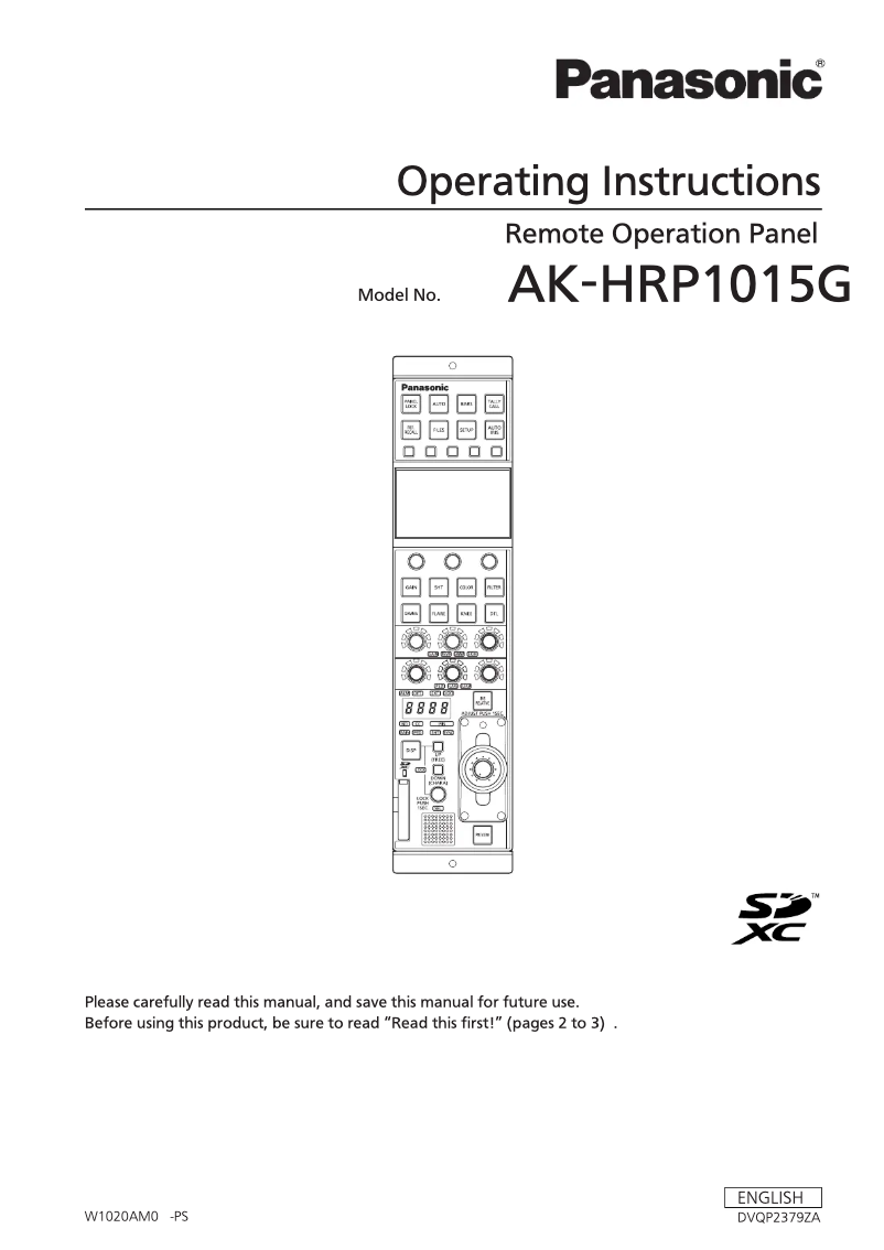 Página 1 del manual Manual de usuario Panasonic AK-HRP1015G