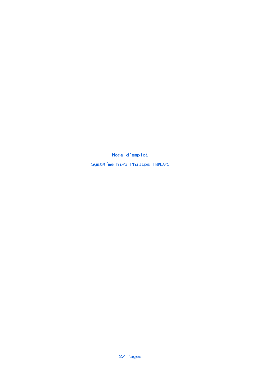 Page 1 de la notice Mode d'emploi Philips FWM371