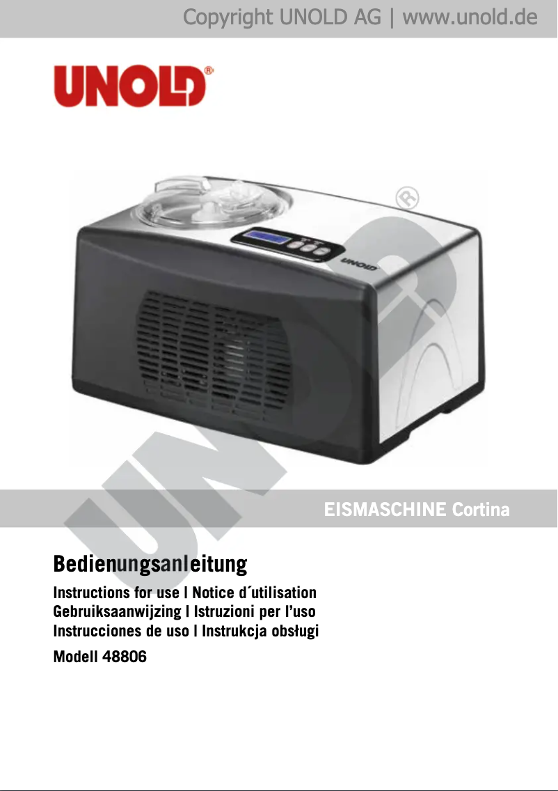 Page 1 de la notice Manuel utilisateur Unold Cortina 48806