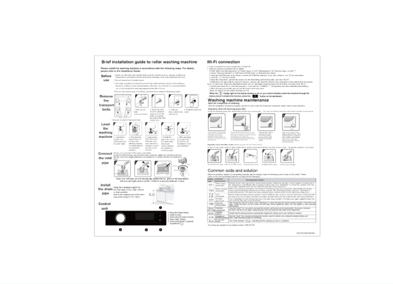 Page 1 de la notice Guide d'installation Hisense HWFS1015E