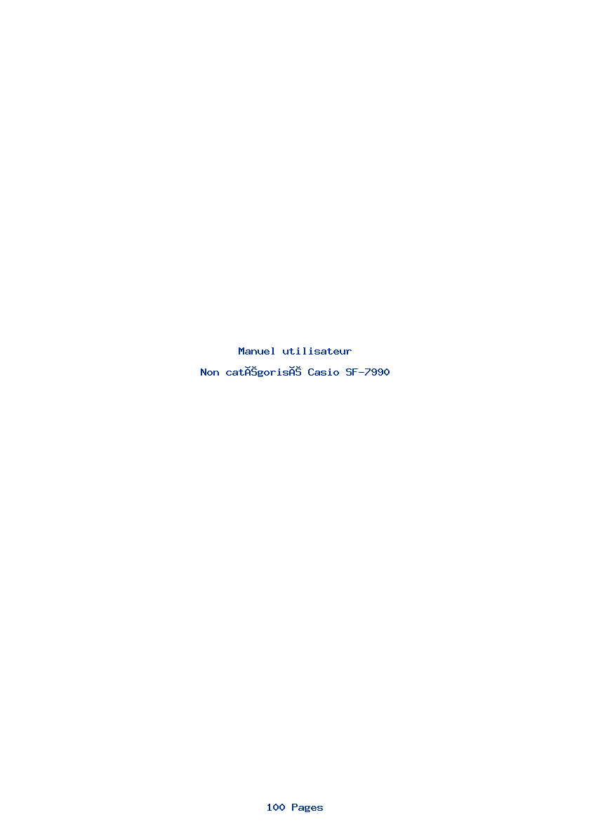 Page 1 de la notice Manuel utilisateur Casio SF-7990
