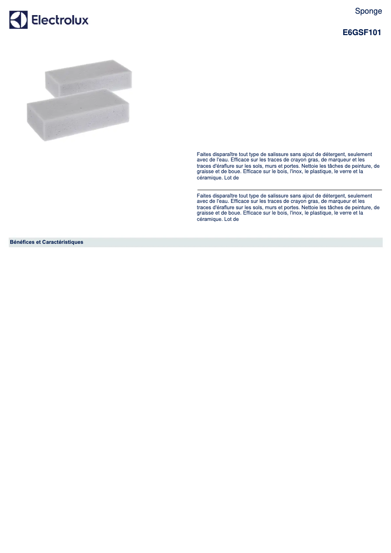 Page 1 de la notice Manuel utilisateur Electrolux E6GSF101