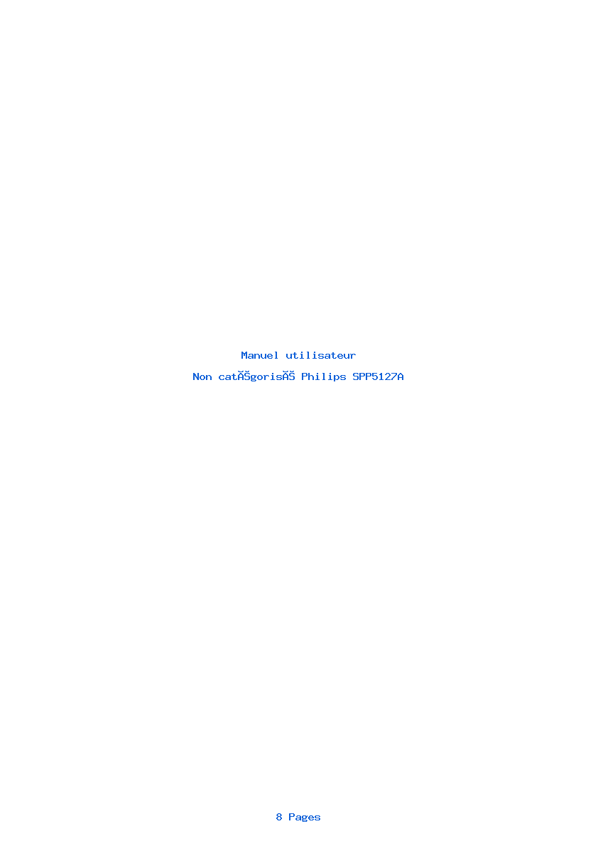 Page 1 de la notice Manuel utilisateur Philips SPP5127A