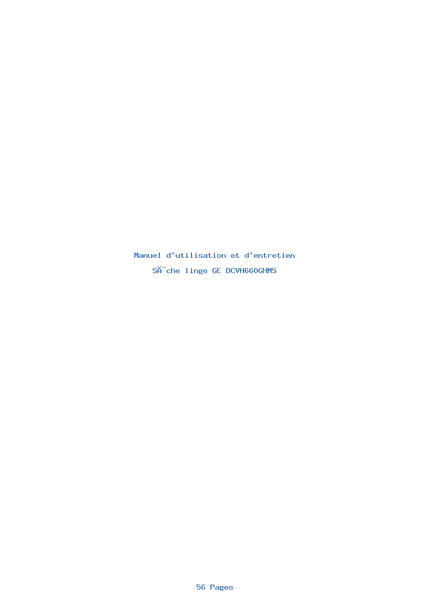Page 1 de la notice Manuel d'utilisation et d'entretien GE DCVH660GHMS