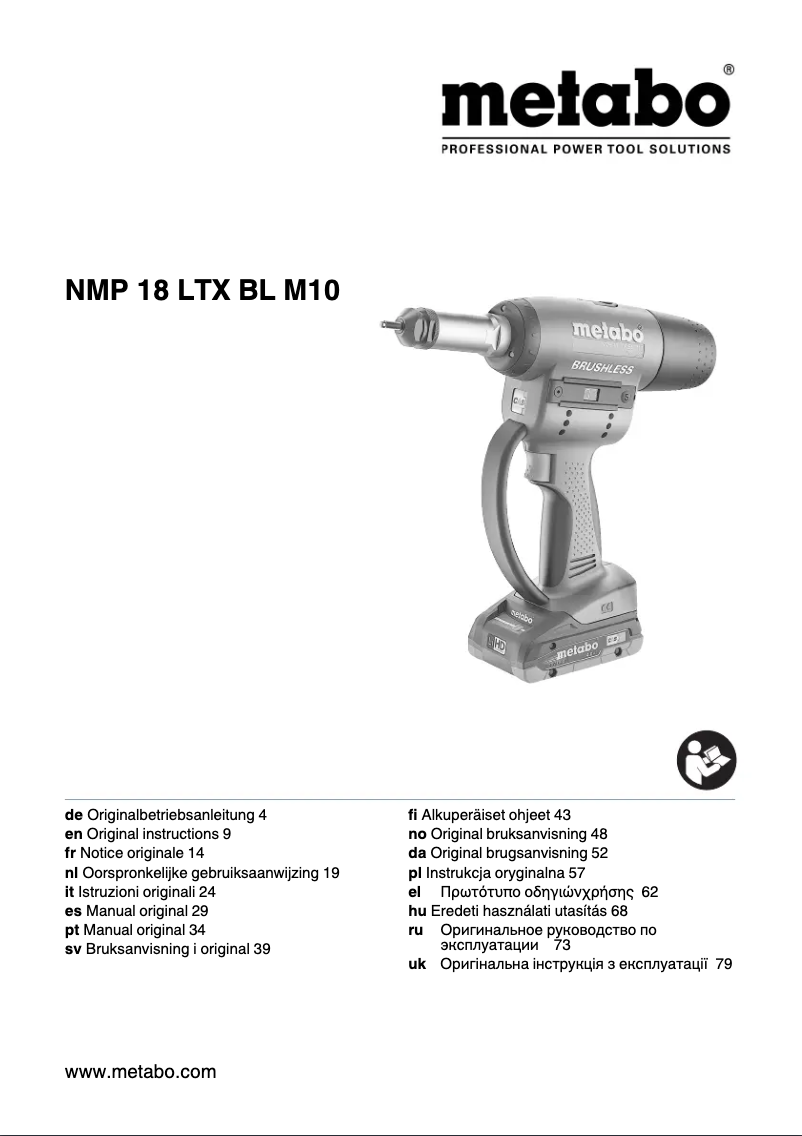 Page 1 de la notice Manuel utilisateur Metabo NMP 18 LTX BL M10