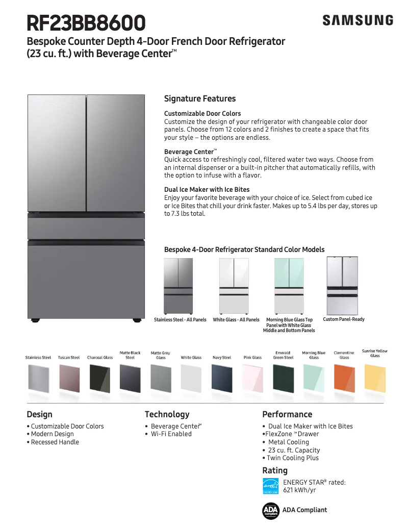 Página 1 del manual Ficha técnica Samsung RF23BB8600AP