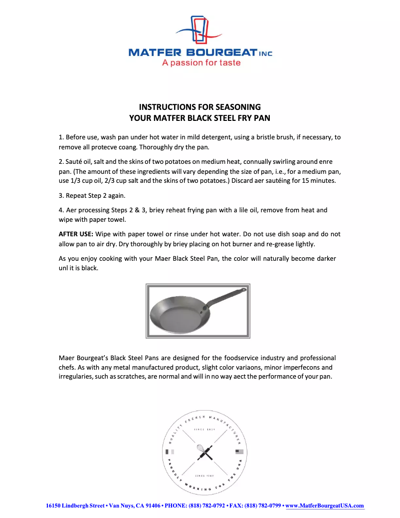 Page 1 de la notice Manuel utilisateur Matfer Bourgeat 062008