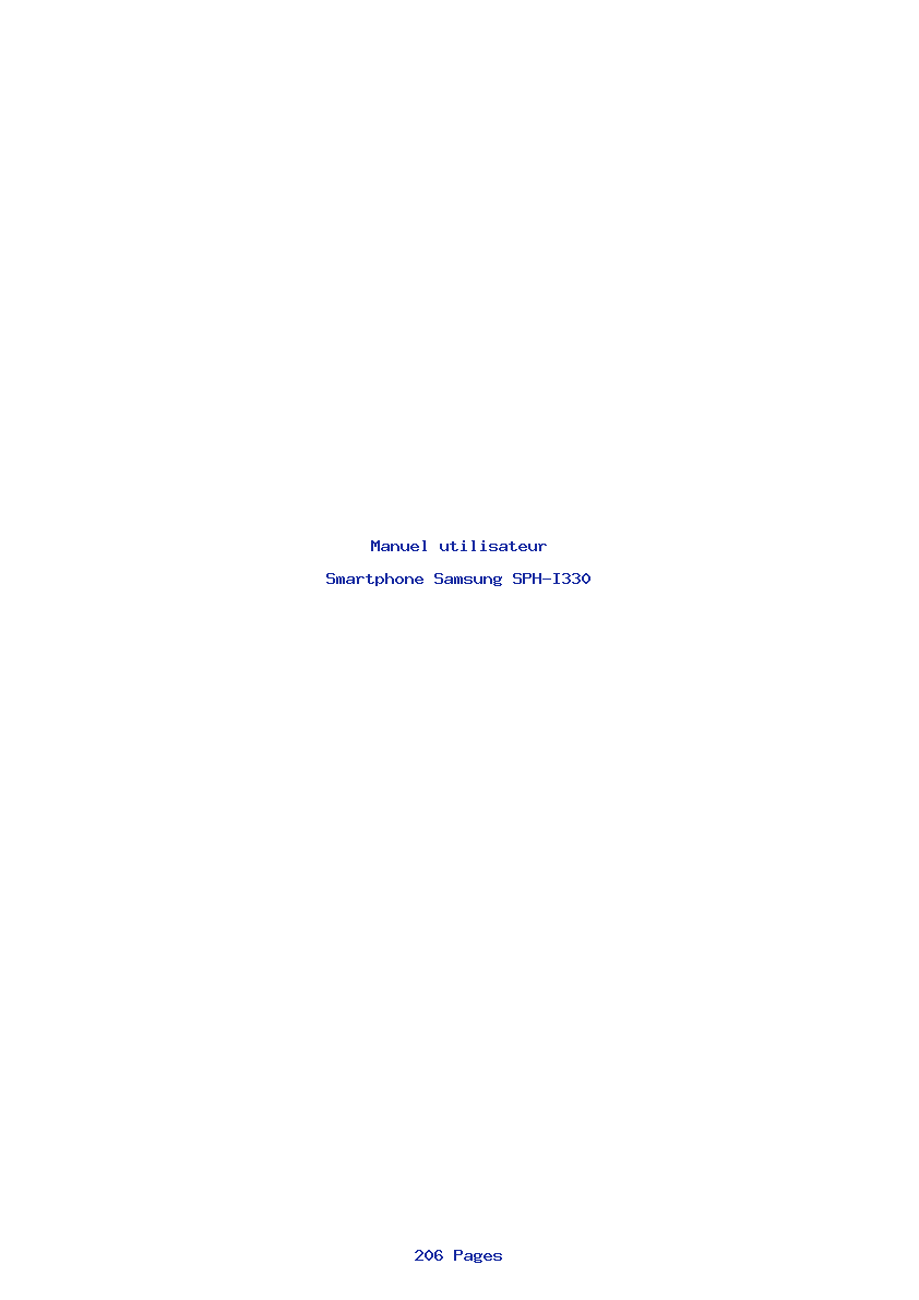Page 1 de la notice Manuel utilisateur Samsung SPH-I330