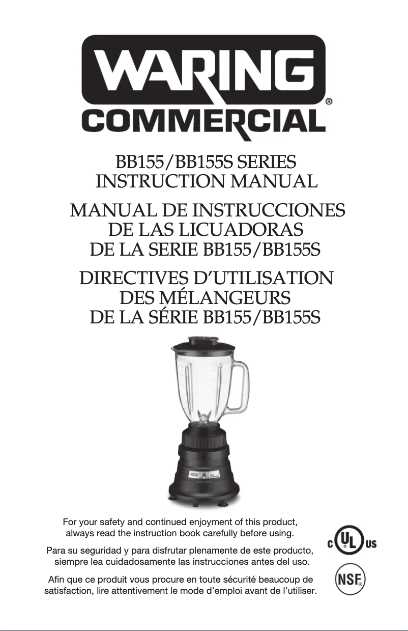 Page 1 de la notice Instructions / montage Waring Commercial BB155