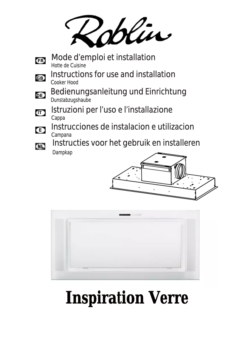 Página 1 del manual Manual de usuario Roblin Inspiration/3 Verre Blanc 1000