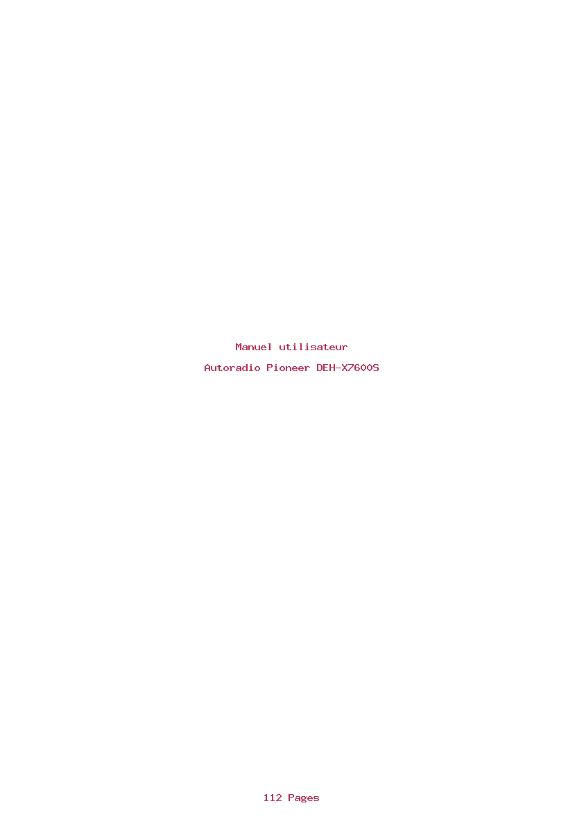 Page 1 de la notice Manuel utilisateur Pioneer DEH-X7600S