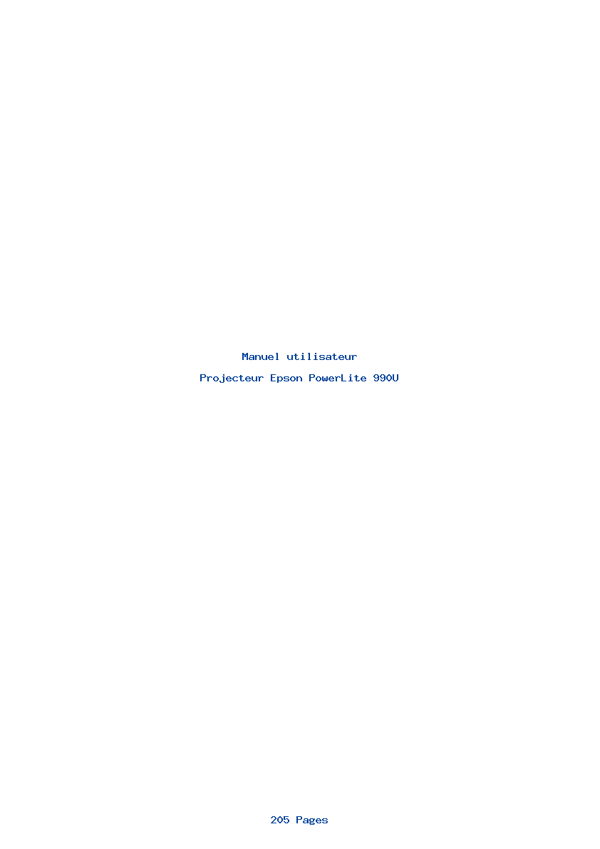 Page 1 de la notice Manuel utilisateur Epson PowerLite 990U