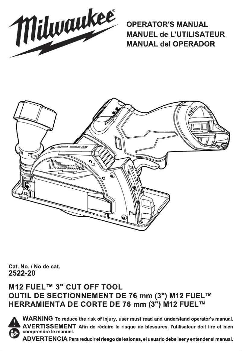 Page 1 de la notice Manuel utilisateur Milwaukee M12 Fuel 2522-21XC