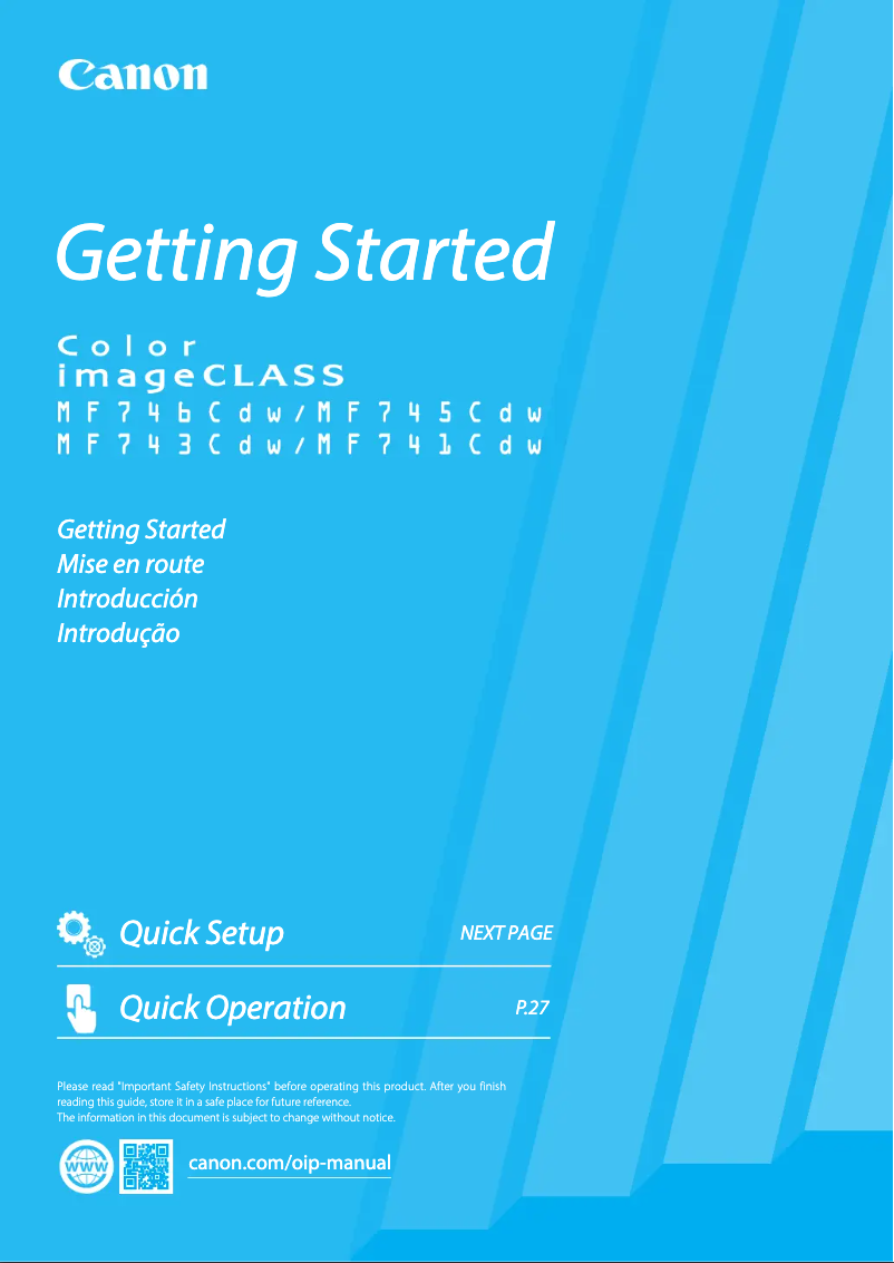 Page 1 de la notice Manuel utilisateur Canon ImageCLASS MF743Cdw