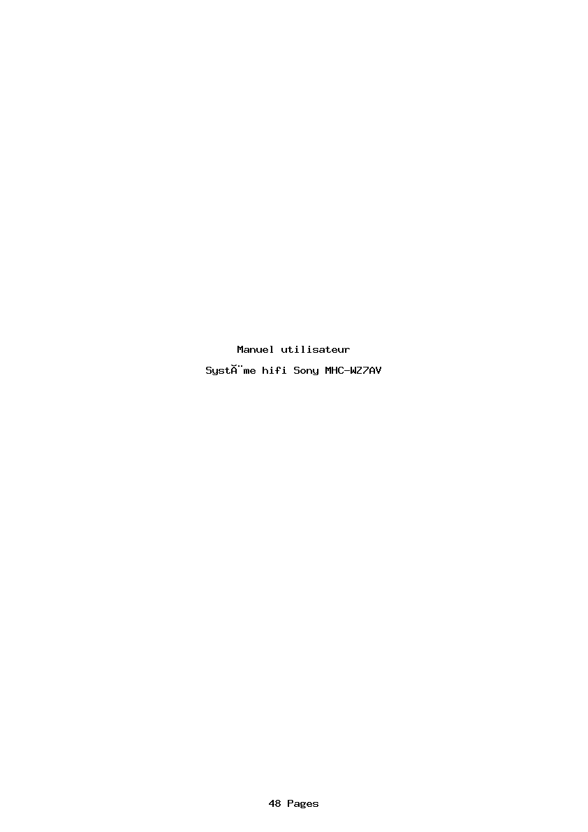 Page 1 de la notice Manuel utilisateur Sony MHC-WZ7AV