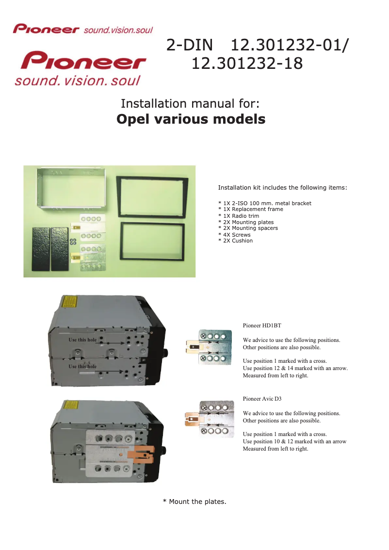 Page 1 de la notice Manuel utilisateur Pioneer 12.301232-01