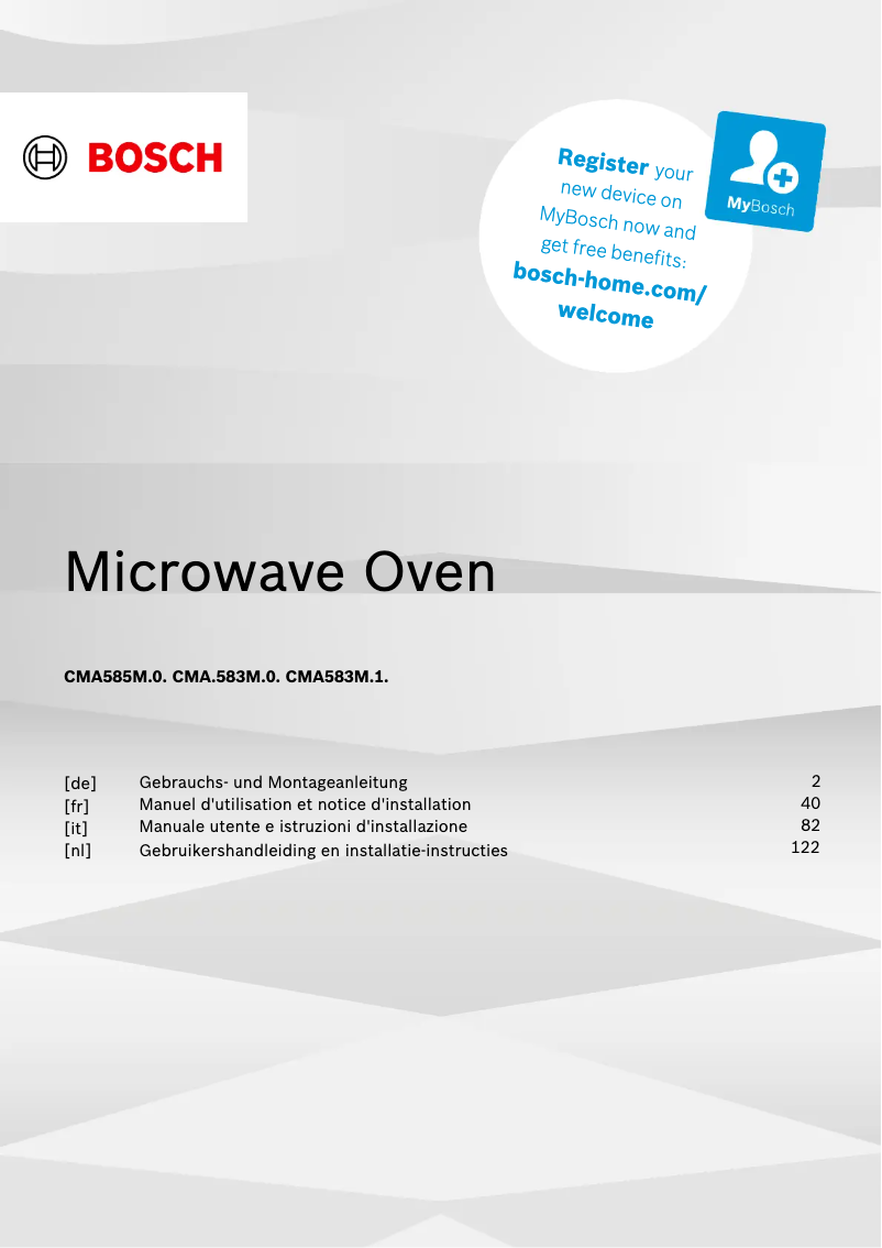 Page 1 de la notice Guide d'installation Bosch CMA585MB0